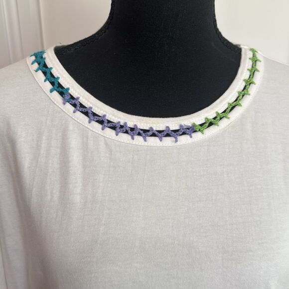 Johnny Was Crochet Ccrewneck‎ Tee Cotton Large - Picture 3 of 8